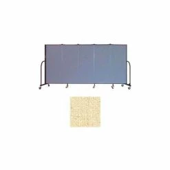 Screenflex 5 Panel Portable Room Divider, 5'H x 9'5"W, Vinyl Color: Hazelnut