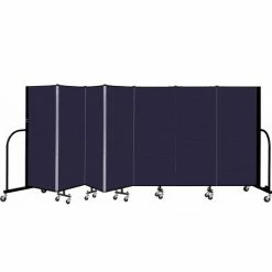 Screenflex 7 Panel Portable Room Divider, 5' H x 13'1" W, Fabric Color: Navy