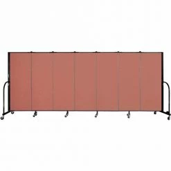 Screenflex 7 Panel Portable Room Divider, 5'H x 13'1"W, Fabric Color: Cranberry
