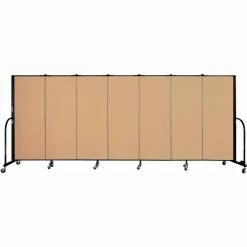 Screenflex 7 Panel Portable Room Divider, 5'H x 13'1"W, Fabric Color: Wheat