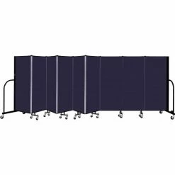 Screenflex 9 Panel Portable Room Divider, 5' H x 16'9" W, Fabric Color: Navy