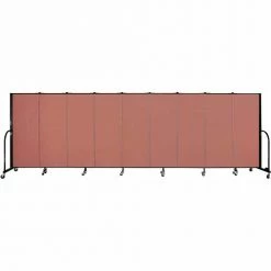 Screenflex 9 Panel Portable Room Divider, 5'H x 16'9"W, Fabric Color: Cranberry