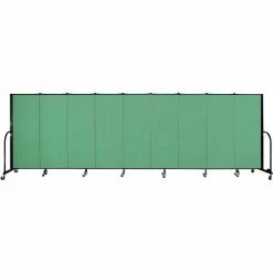 Screenflex 9 Panel Portable Room Divider, 5'H x 16'9"W, Fabric Color: Sea Green