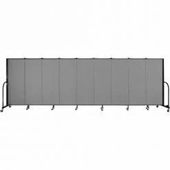Screenflex 9 Panel Portable Room Divider, 5'H x 16'9"W, Fabric Color: Grey