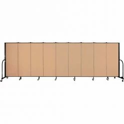 Screenflex 9 Panel Portable Room Divider, 5'H x 16'9"W, Fabric Color: Wheat