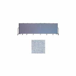 Screenflex 9 Panel Portable Room Divider, 5'H x 16'9"W, Vinyl Color: Blue Tide