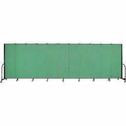 Screenflex Portable Room Divider - 11 Panel - 6'H x 20'5"W - Sea Green