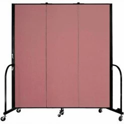 Screenflex Portable Room Divider - 3 Panel - 6'H x 5'9"W - Rose
