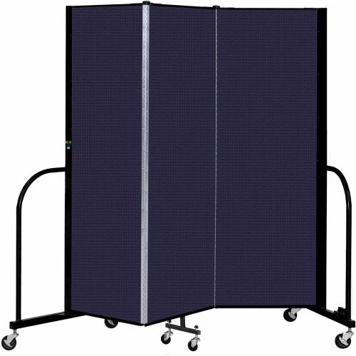Screenflex 3 Panel Portable Room Divider, 6' H x 5'9" W, Fabric Color: Navy