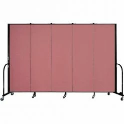 Screenflex Portable Room Divider - 5 Panel - 6'H x 9'5"W - Rose