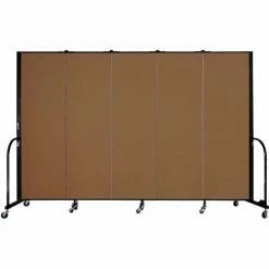 Screenflex Portable Room Divider - 5 Panel - 6'H x 9'5"W - Walnut