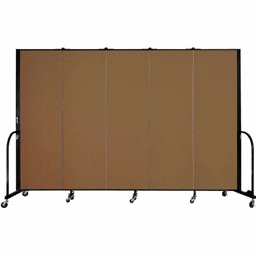 Screenflex Portable Room Divider - 5 Panel - 6'H x 9'5"W - Walnut
