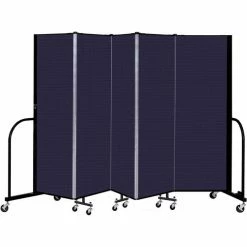 Screenflex 5 Panel Portable Room Divider, 6' H x 9'5" W, Fabric Color: Navy