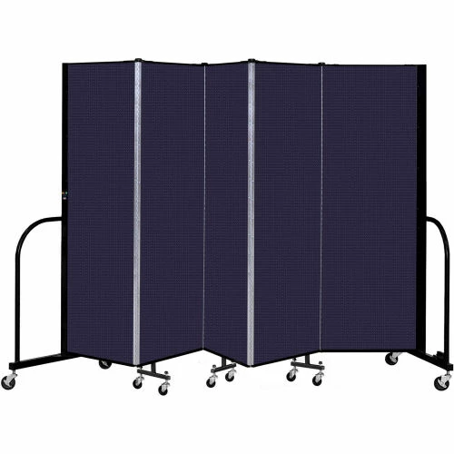 Screenflex 5 Panel Portable Room Divider, 6' H x 9'5" W, Fabric Color: Navy
