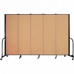 Screenflex Portable Room Divider - 5 Panel - 6'H x 9'5"W - Desert