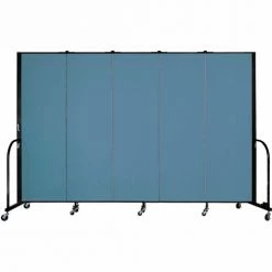 Screenflex Portable Room Divider - 5 Panel - 6'H x 9'5"W - Summer Blue