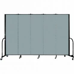 Screenflex Portable Room Divider - 5 Panel - 6'H x 9'5"W - Grey Smoke