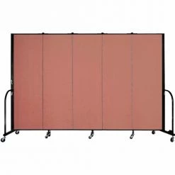 Screenflex Portable Room Divider - 5 Panel - 6'H x 9'5"W - Cranberry