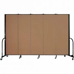 Screenflex Portable Room Divider - 5 Panel - 6'H x 9'5"W - Beech