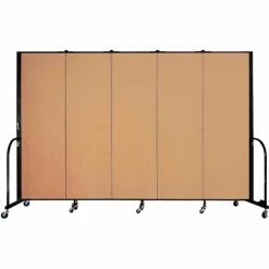 Screenflex Portable Room Divider - 5 Panel - 6'H x 9'5"W - Sand