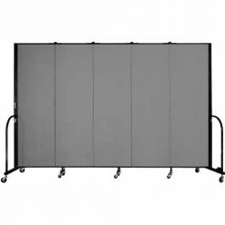 Screenflex Portable Room Divider - 5 Panel - 6'H x 9'5"W - Grey