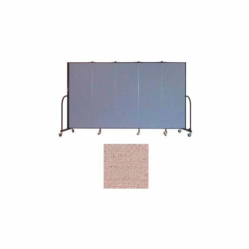 Screenflex 5 Panel Portable Room Divider, 6'H x 9'5"W, Vinyl Color: Raspberry Mist