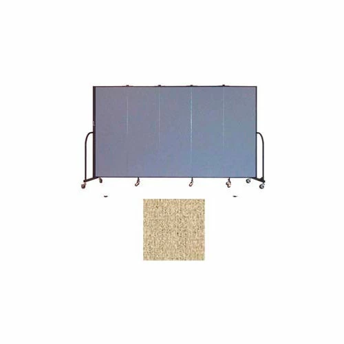 Screenflex 5 Panel Portable Room Divider, 6'H x 9'5"W, Vinyl Color: Sandalwood