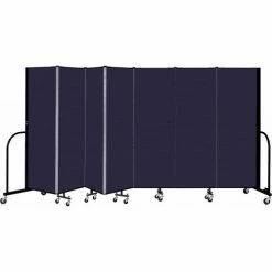 Screenflex 7 Panel Portable Room Divider, 6' H x 13'1" W, Fabric Color: Navy