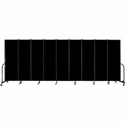 Screenflex Portable Room Divider - 9 Panel - 6'H x 16'9"W - Charcoal Black