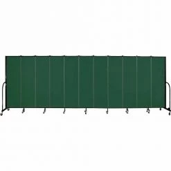 Screenflex 11 Panel Portable Room Divider, 6'8"H x 20'5"W, Fabric Color: Green