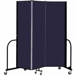 Screenflex 3 Panel Portable Room Divider, 6'8" H x 5'9" W, Fabric Color: Navy