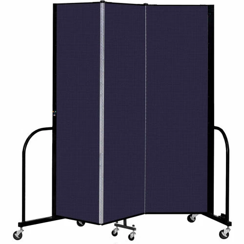 Screenflex 3 Panel Portable Room Divider, 6'8" H x 5'9" W, Fabric Color: Navy