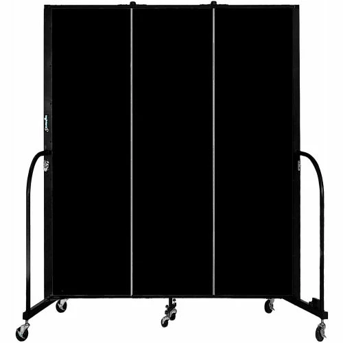 Screenflex 3 Panel Portable Room Divider, 6'8"H x 5'9"W, Fabric Color: Charcoal Black