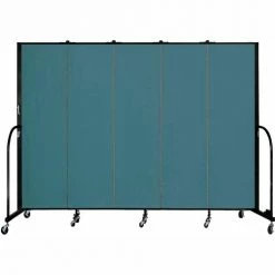 Screenflex 5 Panel Portable Room Divider, 6'8"H x 9'5"W, Fabric Color: Lake