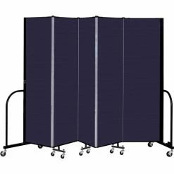 Screenflex 5 Panel Portable Room Divider, 6'8" H x 9'5" W, Fabric Color: Navy