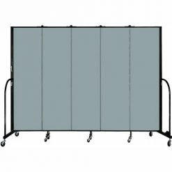 Screenflex 5 Panel Portable Room Divider, 6'8"H x 9'5"W, Fabric Color: Grey Stone