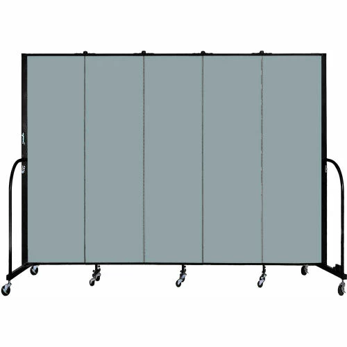 Screenflex 5 Panel Portable Room Divider, 6'8"H x 9'5"W, Fabric Color: Grey Stone