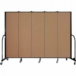 Screenflex 5 Panel Portable Room Divider, 6'8"H x 9'5"W, Fabric Color: Beech