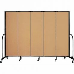 Screenflex 5 Panel Portable Room Divider, 6'8"H x 9'5"W, Fabric Color: Sand