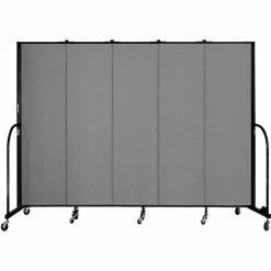 Screenflex 5 Panel Portable Room Divider, 6'8"H x 9'5"W, Fabric Color: Grey