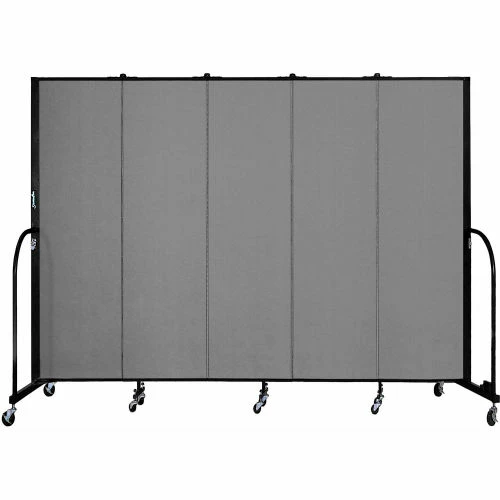 Screenflex 5 Panel Portable Room Divider, 6'8"H x 9'5"W, Fabric Color: Grey