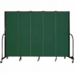 Screenflex 5 Panel Portable Room Divider, 6'8"H x 9'5"W, Fabric Color: Green
