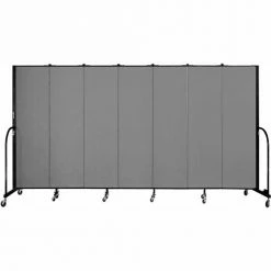 Screenflex 7 Panel Portable Room Divider, 6'8"H x 13'1"W, Fabric Color: Stone