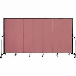 Screenflex 7 Panel Portable Room Divider, 6'8"H x 13'1"W, Fabric Color: Rose