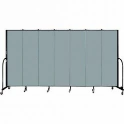Screenflex 7 Panel Portable Room Divider, 6'8"H x 13'1"W, Fabric Color: Grey Stone