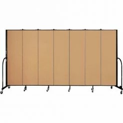 Screenflex 7 Panel Portable Room Divider, 6'8"H x 13'1"W, Fabric Color: Sand