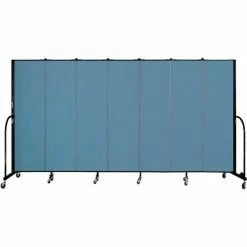 Screenflex 7 Panel Portable Room Divider, 6'8"H x 13'1"W, Fabric Color: Blue