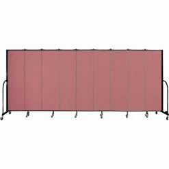 Screenflex 9 Panel Portable Room Divider, 6'8"H x 16'9"W, Fabric Color: Rose