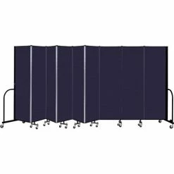 Screenflex 9 Panel Portable Room Divider, 6'8" H x 16'9" W, Fabric Color: Navy
