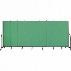 Screenflex 9 Panel Portable Room Divider, 6'8"H x 16'9"W, Fabric Color: Sea Green